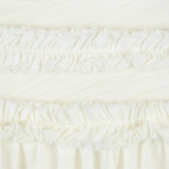 Goldie Women's Medium White Pima Cotton Split Neck Ruffled Short Sleeve Blouse - Picture 5 of 8